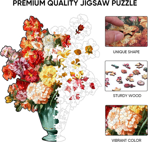 511 15.3x19.2 inch Ixfyloop Wooden Puzzles for Adults, Flower Wooden Jigsaw Puzzles Pieces, Unique Shape Puzzle, Wooden