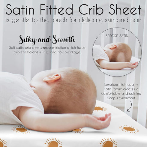 Sweet Jojo Designs Orange White Boho Sun Boy Girl Gender Neutral Baby Satin Fitted Crib Sheet Infant Newborn Nursery