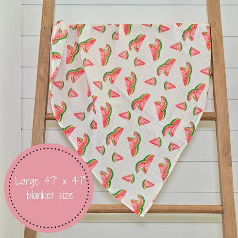 Swaddle Blanket | 100% Muslin Cotton | Newborn and Baby Nursery Essentials for Girls, Watermelon Fruit Print