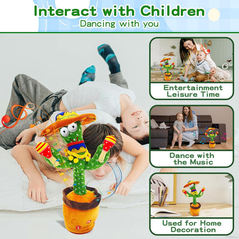 JAKCJFII 120 Talking Cactus Toy for Kids Boys and Girls, Adjust Volume Dancing Cactus Toy Singing Mimicking Recording