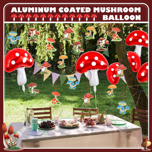 28 31 21 Inch Pcs Mushroom Birthday Party Decorations Hanging Swirls Foil Balloons x Air Floating Balloon Fairy