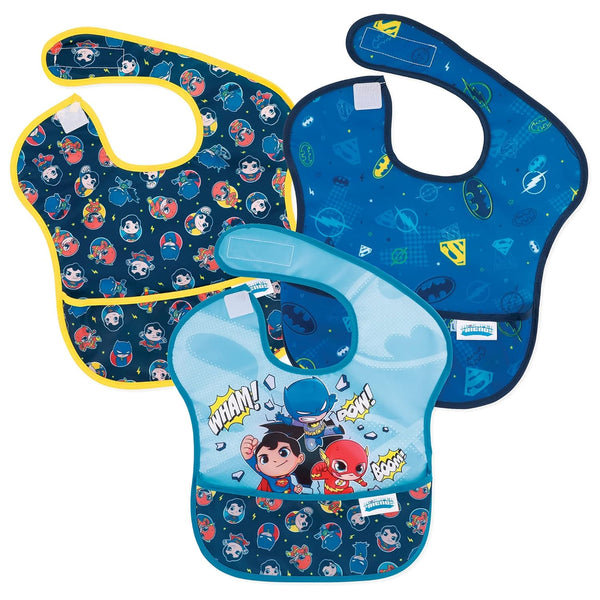 Bumkins SuperBib Baby and Toddler Bibs for 6-24 Months - Essential Feeding Supplies, 3-Pack DC Comics