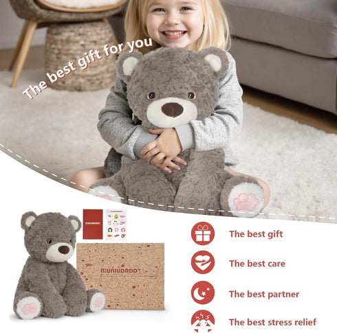14" 3.5 Niuniu Daddy | Pound Weighted Teddy Bear Stuffed Animal for Kids Adults, Giant Brown Bear Plush Toy Body