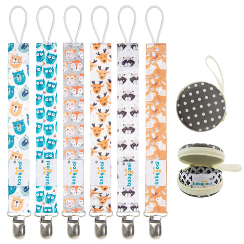 Babygoal Pacifier Clips - 6 Pack Holder for Boys & Girls, Fits Most Pacifier Styles & Teething Toys