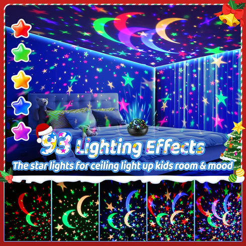 COOLNIGHT Kids,93 Lighting+3 Projector,Remote+Dimmable Projector,360 4 Night Light for Films Kids Night Light Star