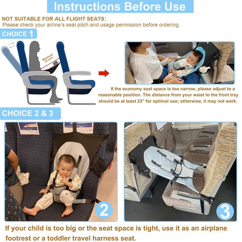 1-8 Baby Airplane Bed, Baby Travel Essentials for Flying, Portable Plane Seat Foot Rest Extender Must Haves for Infants