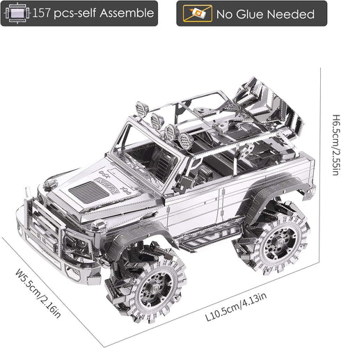 Piececool 3D Metal Puzzle SUV Car Model Kits, 157 Pcs Building Kit, Brain Teaser DIY Craft Toys for Teens, Men, Women.