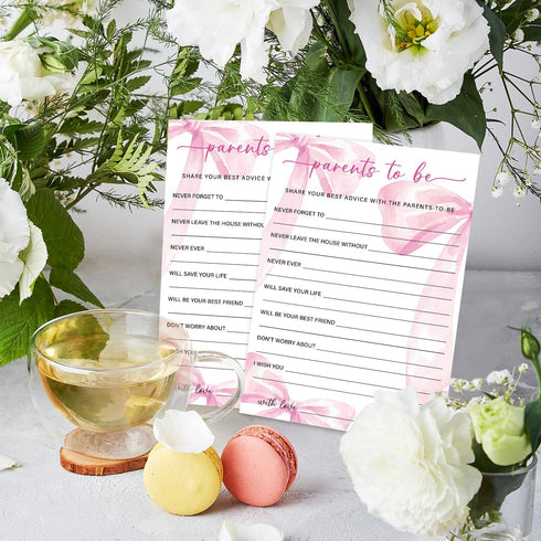 30 -P10 Parents to be Game Cards for Baby Shower Games Activity, Pink Bow Baby Shower Game Cards, Gender Reveal Party