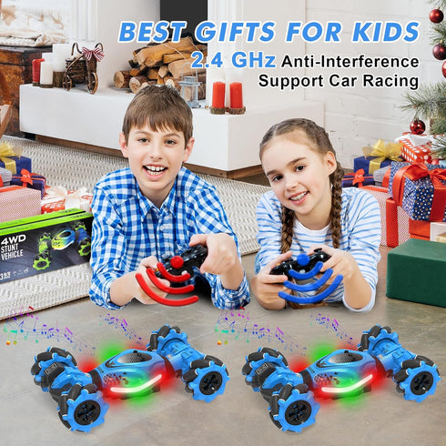 RC Car Gesture Sensing Stunt Car - 2.4GHz 4WD Off-Road Toy for Boys and Girls Ages 6-12 with Lights and Music