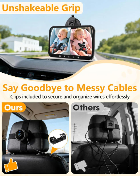 Gwozn 1080P: 3 Setup 7-Inch 2 Dual Baby Car Camera HD Mins Easy Recording Monitor Backseat Camera for Kids with Clear