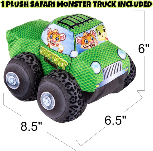 ArtCreativity 8 Inch Plush Monster Truck, Safari Design, Soft Cuddly Toy for Boys, Girls, Toddlers