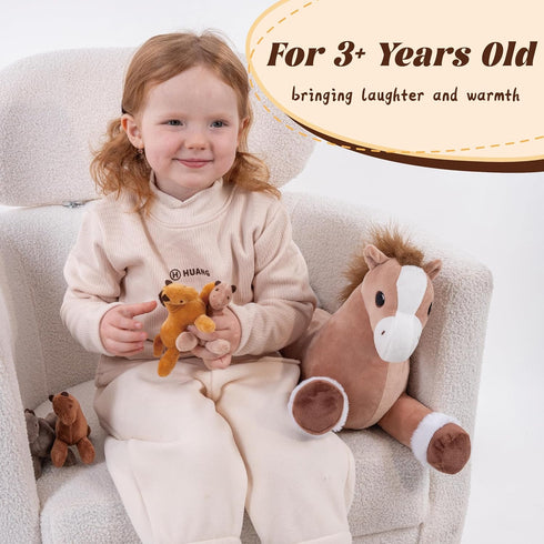 5Pcs Mommy 3.3 lbs Horse Stuffed Animal, Large Horse Stuffed Animal with Babies Inside, Weighted Pony Stuffed Animals