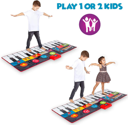 AbcoSport 8 70" 24 Abcotech Kids Floor Piano Mat | Giant Dance Floor Keyboard Sensory Toys | Play, Record, Playback