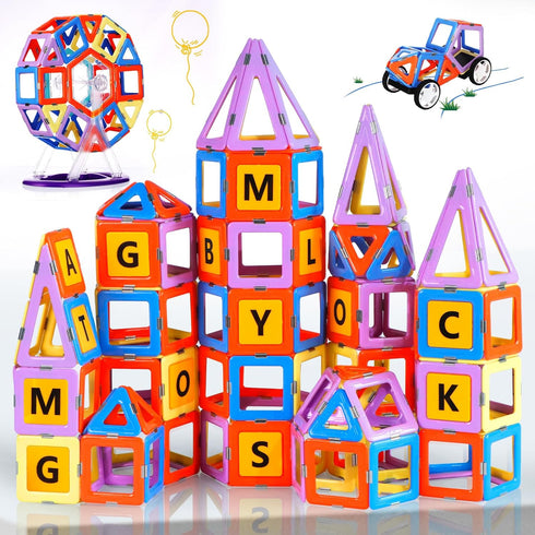 3+ Set 120PCS, MAGBLOCK Magnetic Blocks Magnet Tiles Educational Toys for Year Old Boys and Girls Gifts Learning by