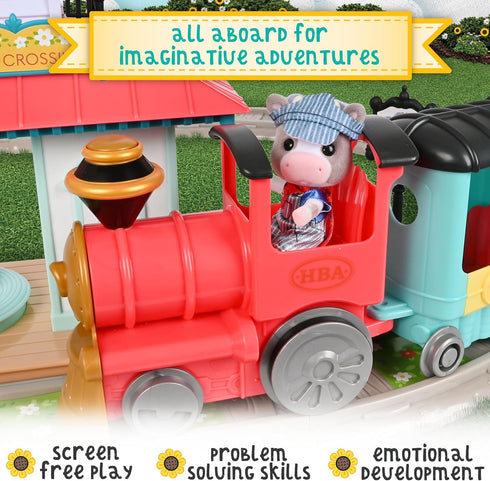 Set 19 Honey Bee Acres Thistlestop Train Station, Complete with Miniature Doll Figure, Pieces