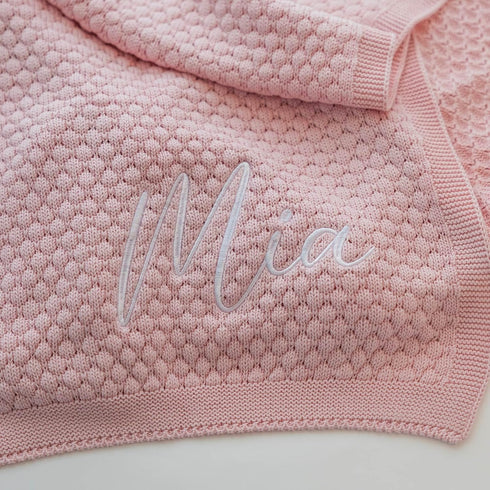 Monogrammed Rosanbella Personalized Baby Blanket - Custom Knit with Embroidery, Baby Name Blanket | Perfect for Baby