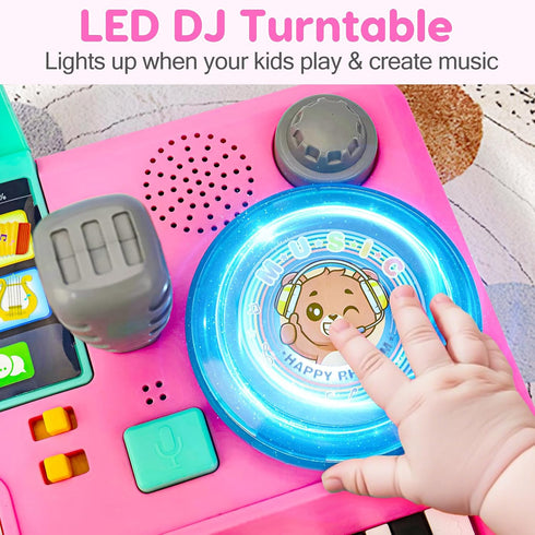 1-3 6-9-12-18 1 0-2 Baby DJ Table for Toddlers with Music & Light, Musical Baby Piano Toys Months Toddler Activity
