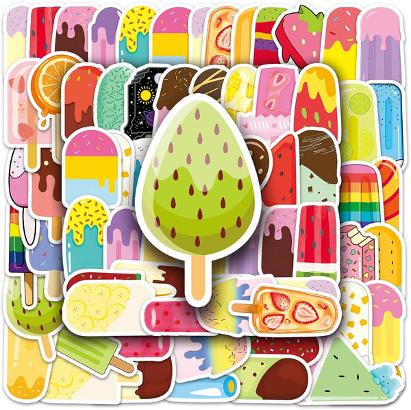 LYLSDSB Popsicle Stickers 50 Pcs Summer Colorful Ice Cream Sticker for Water Bottle