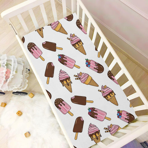 Emelivor White-1 Dessert Ice Cream Baby Crib Sheets for Boys Girls Fitted Crib Sheet Breathable Crib Mattress Sheet