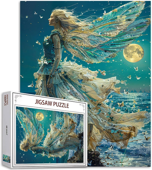 Tucocoo 1000 Piece Jigsaw Puzzles for Adults, Sea Goddess Painting, Abstract Fairy Ocean Moonlight Art Decor