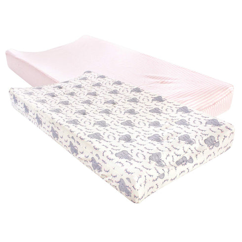 Touched by Nature Unisex Baby Organic Cotton Changing Pad Cover, Girl Elephant,