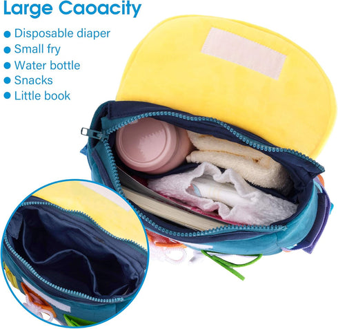 Busy Board - Toddler Backpack with Buckles and Learning Activity Toys for Developing Fine Motor Skills