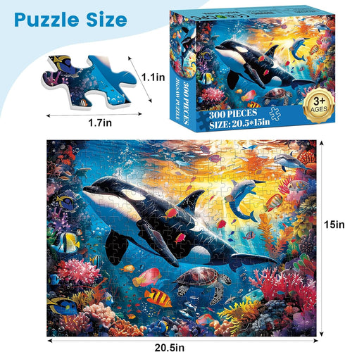 VOLUVOLU 300 20.5x15IN Piece Puzzles for Adults and Kids, Jigsaw Puzzle, Undersea World Jigsaw Puzzles, Home Decor