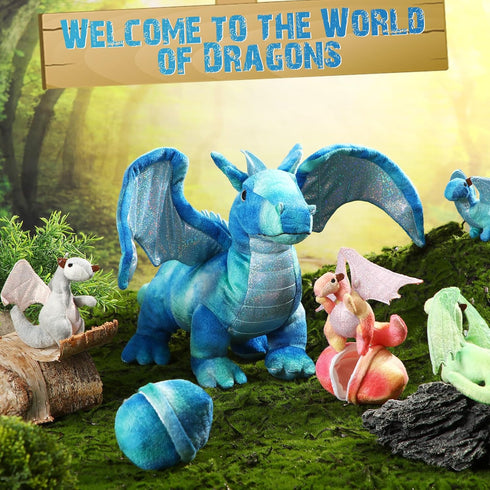 7 Set 16 Inch 4 2 Mommy's Deekin Pcs Dragon Toy Large Dragon Stuffed Animal with Baby Plush and Eggs in Belly Dinosaur
