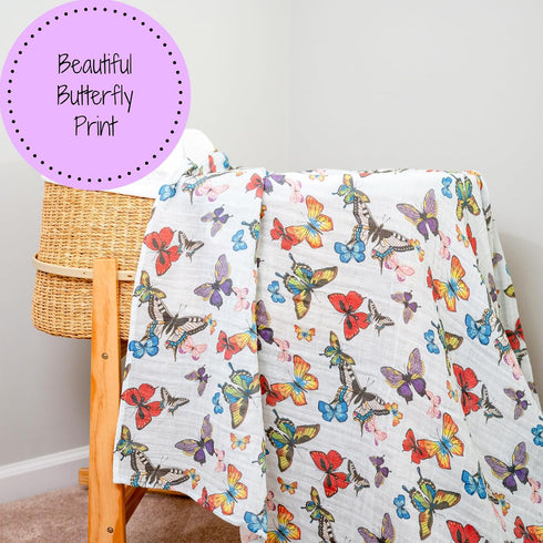 47 47 Inches 100% LollyBanks Baby Blanket for Girls, Large x Soft Muslin Swaddle Blankets, Cotton Breathable