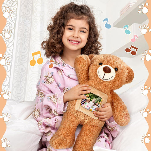 Liliful Plush Bear with Voice Recorder, Remembrance Stuffed Animal with Photo Frame for Kids