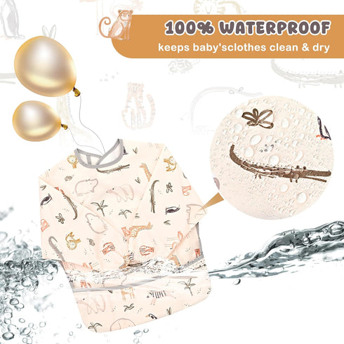 Mess-Free Baby Feeding Smock with Long Sleeves | Waterproof Bib for Infants and Toddlers