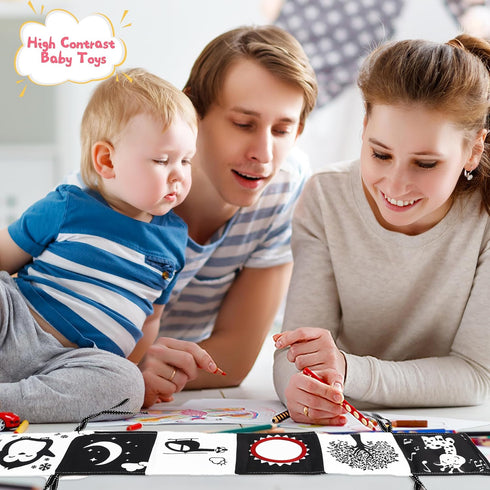 High Contrast Black and White Baby Toys for Newborn, Tummy Time Sensory Toys, Montessori Gifts for 0-12 Months
