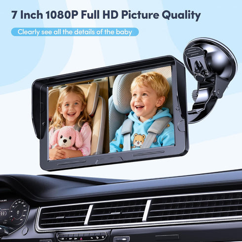 ESIYTGOP 2-Kids 7 Inch 1080P Baby Car Camera Dual Monitor Display with Two Rear Facing Car Seat Cameras, HD Night