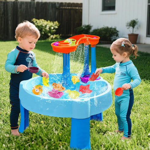 17Pcs 1-3 Swimming Small Water Table Toys for Toddlers - Super Easy to Clean, Baby Bath Toys Water Table Accessories