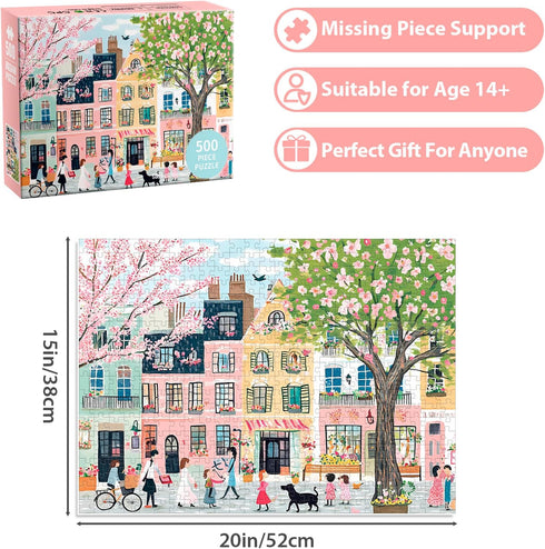 BraniacBits 500 500 20.5 15 inch Piece Puzzles for Adults,Pink Garden Jigsaw Puzzle for Adults Seniors, Recycled