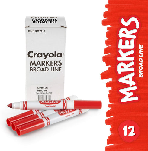 Crayola Broad Line Markers - Red (12ct), Markers for Kids, Bulk School Supplies for Teachers, Nontoxic, Marker Refill with Reusable Box by Crayola