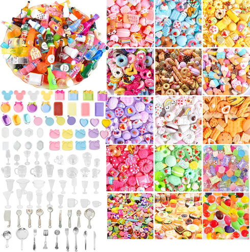 150Pcs Miniature Food Drinks Bottles Dollhouse Accessories 1:12 Mini Toy Set for Pretend Kitchen Play