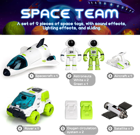 TOY Life Space Toys Rocket Toys for Kids, Space Shuttle with Astronaut Figure & Space Rover for Boys 5-12