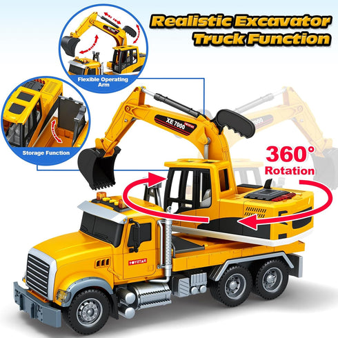 3 4 5 6 7 8 15" Bstoyder Kids Toys for Years Old Boys, Excavator Truck Toy with Lights, Sounds, Toddler Friction