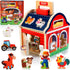 Farm Animals Wooden Take-Along Sorting Barn Toy for 1-3 Year Olds, Shape Sorter Montessori Learning Gift for Toddlers