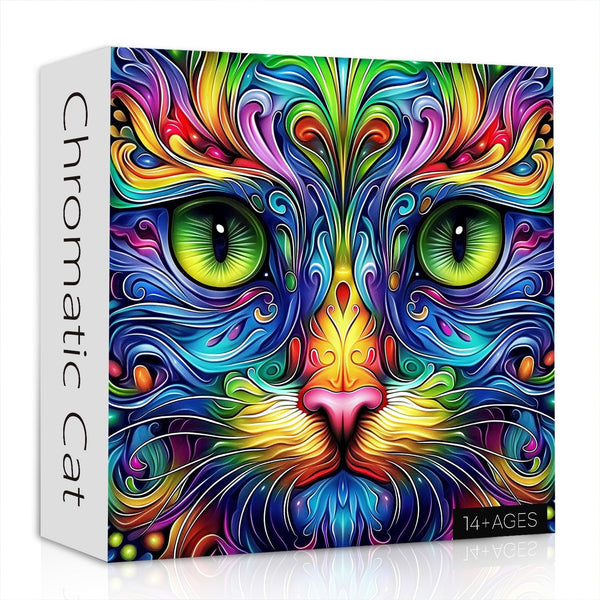PICKFORU Cat Puzzles for Adults 1000 Pieces, Fantasy Animal Kitten Abstract Art Puzzle,