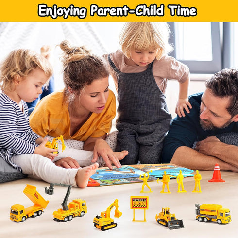Construction Toys with Sound Books - Dig It! Dump It! Build It! Board Book with 10 Buttons & 20 PCS Toys