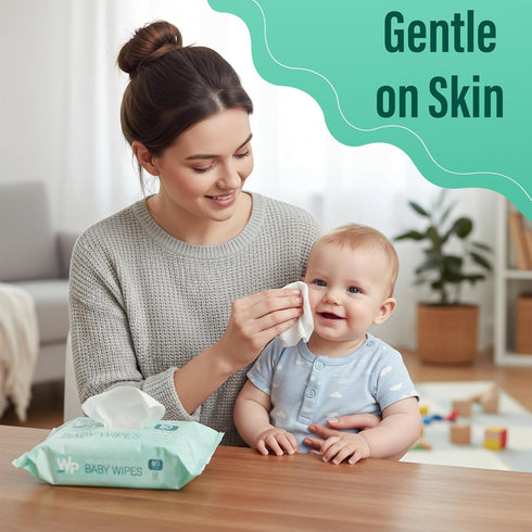 12 Packs 80 WIPESPLUS Baby Wipes, Hypoallergenic Ultra Soft Wipes for Sensitive Skin, Unscented, Alcohol Free, of Wipes