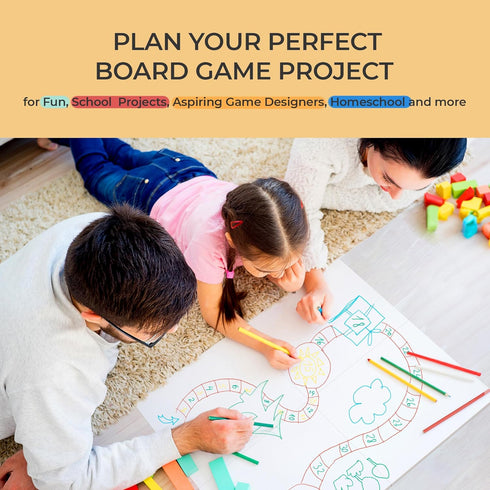 DIY Board Game Kit - Make Your Own Board Game Kit with Double-Sided Blank Game Board, Blank Box, Game Pieces