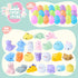 24 JOYIN Pcs Easter Prefilled Eggs with Mochi Squishy Toys, Animal Stress Reliever Squishy Toy for Glitter Transparent