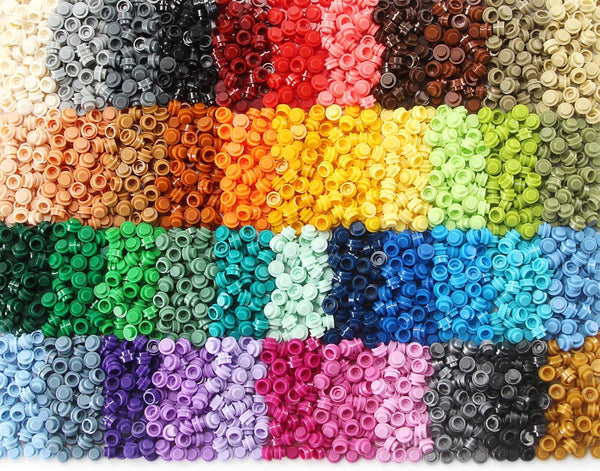 Feleph 2200PCS Multicolored Round Plates - 1X1 Building Blocks, 44 Colors Transparent Pieces Compatible with Major