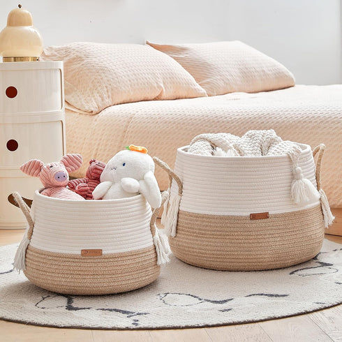 Toys-15.7"x 11.8"-Boho R RUNKA Large Basket for Baskets for Living Room,Bedroom,Nursery | Large Woven Baskets, Cube