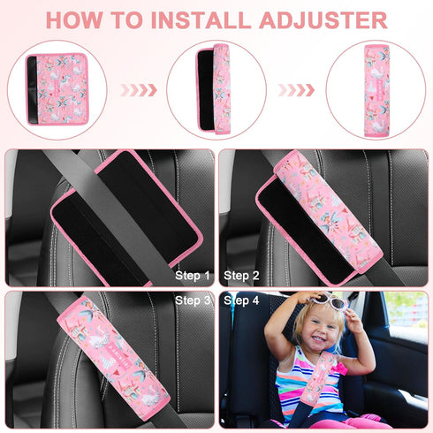 Amintiri Seat Strap Shoulder Pads for Kids, Seat Belt Cover for Children, Soft Furry Seat Belt Cushion for Travel