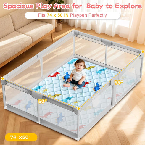 74" 50" omzer Baby Play Mat for Floor: x Playpen Mat - Thicker & Large Soft Cushioning Padding Foam Playmats for Babies