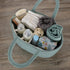 Portable Diaper Caddy Organizer for Baby, Cotton Rope Nursery Storage Bin, Light Green Tote Bag for Changing Table